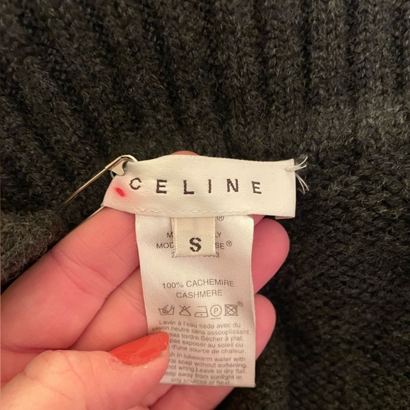 Celine Dark Gray Cashmere Sweater with Tie - size small - EUC - Picture 6 of 10